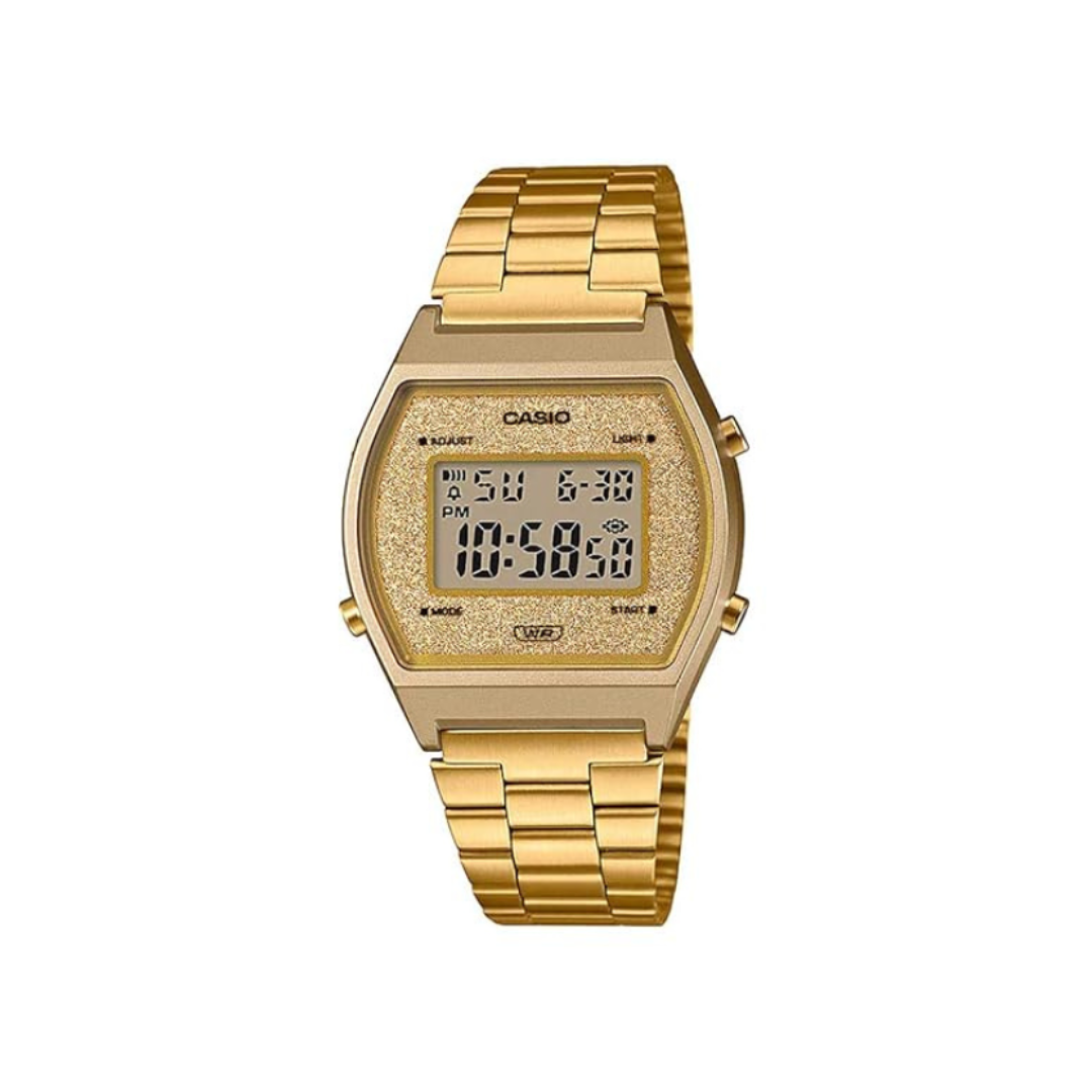 Casio B640WGG-9DF D188 | Vintage Unisex Quartz Gold Dial Digital Stainless Steel Watch