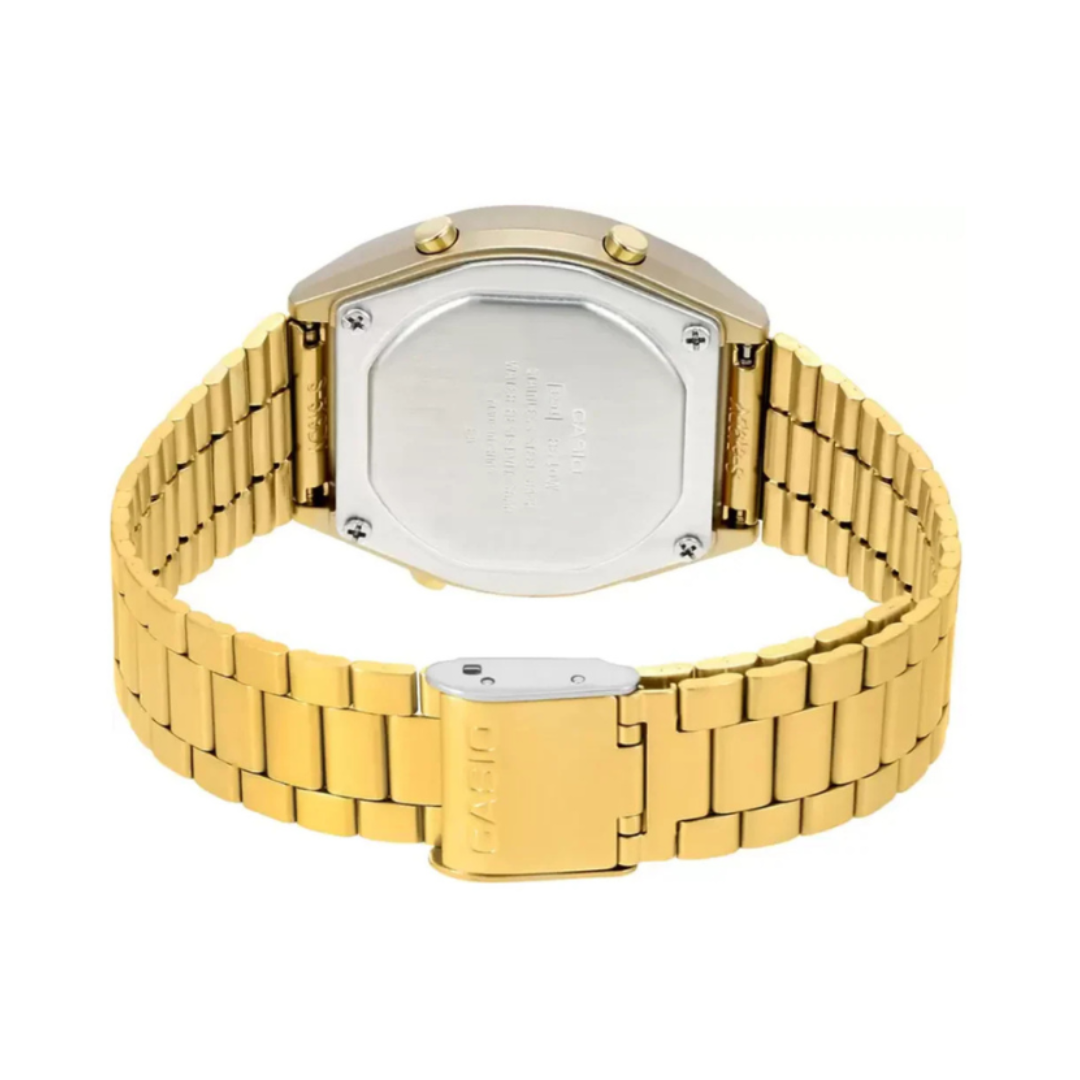 Casio B640WGG-9DF D188 | Vintage Unisex Quartz Gold Dial Digital Stainless Steel Watch