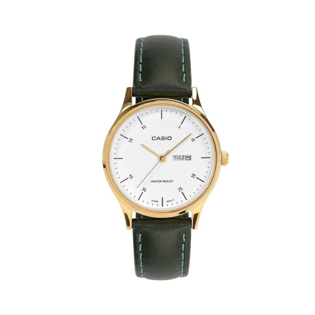 Casio LTP-SN8YGL-7B A2507 | Enticer Women Quartz White Dial Analog Leather Watch
