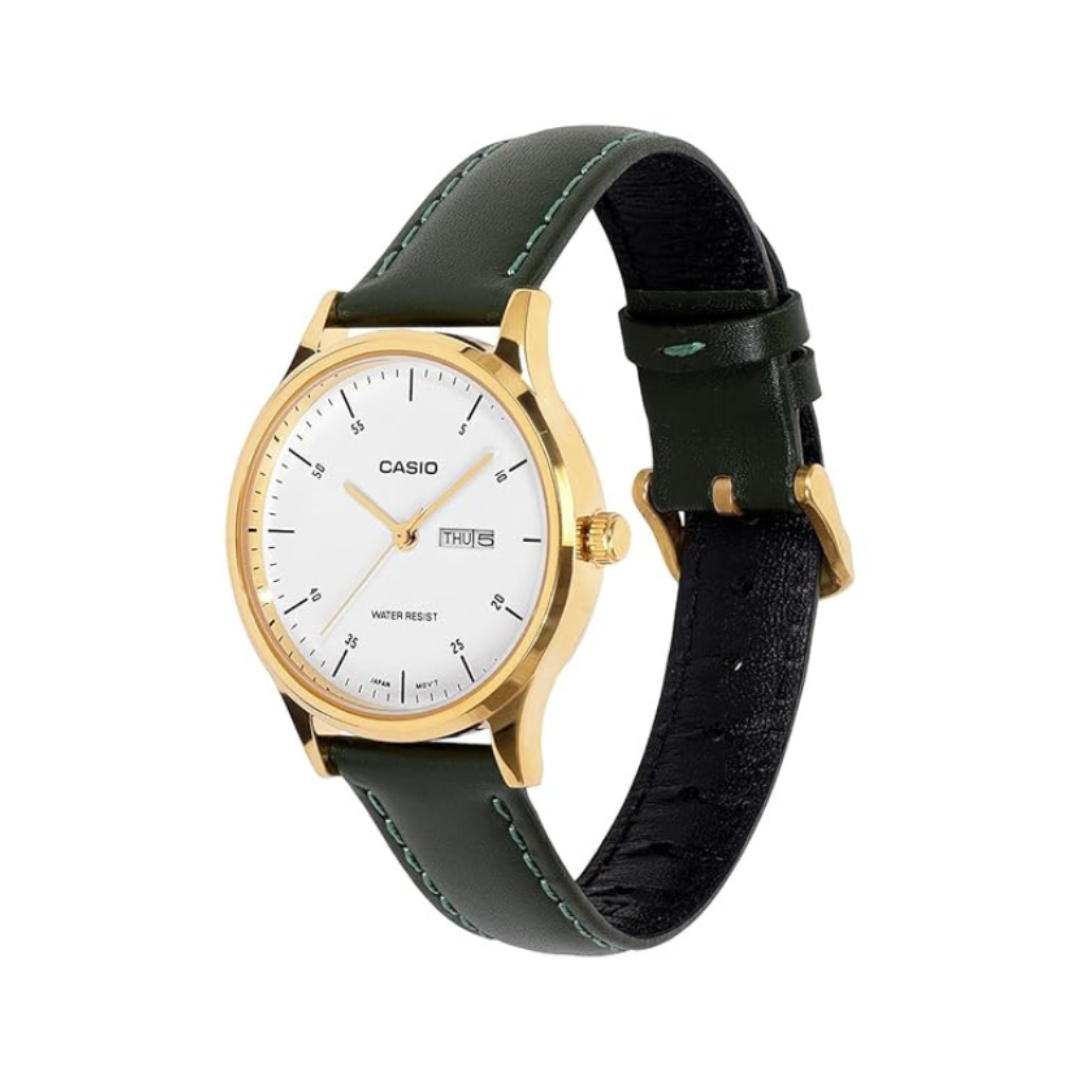 Casio LTP-SN8YGL-7B A2507 | Enticer Women Quartz White Dial Analog Leather Watch