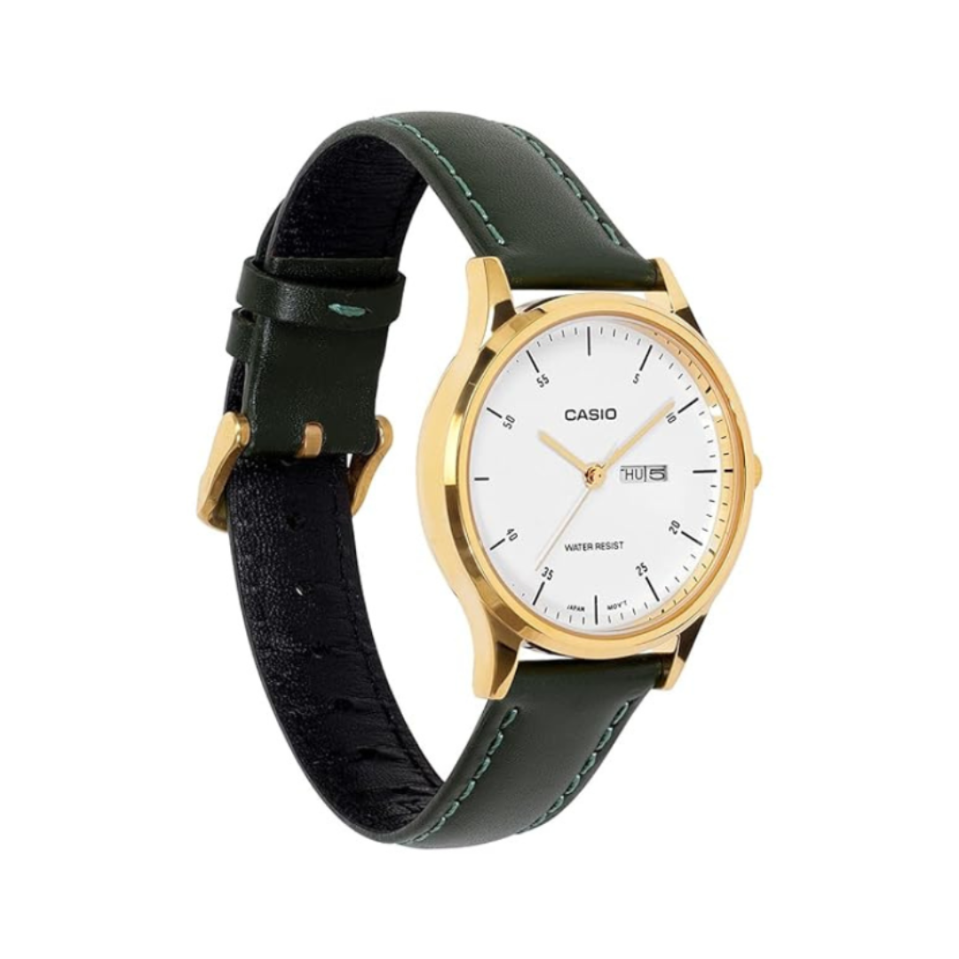 Casio LTP-SN8YGL-7B A2507 | Enticer Women Quartz White Dial Analog Leather Watch