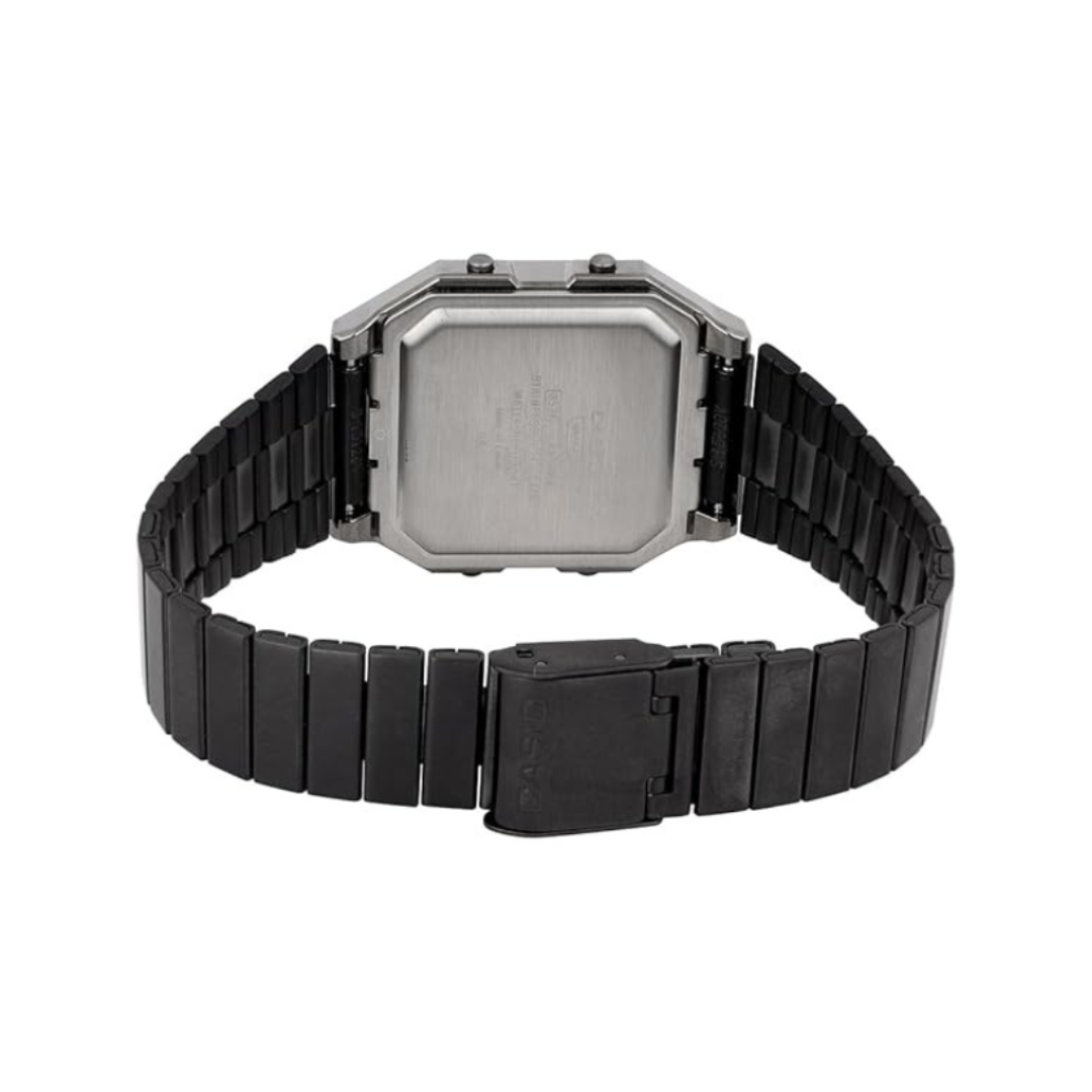 Casio A130WEGG-1ADF D391 | Vintage Unisex Quartz Black Dial Digital Stainless Steel Watch