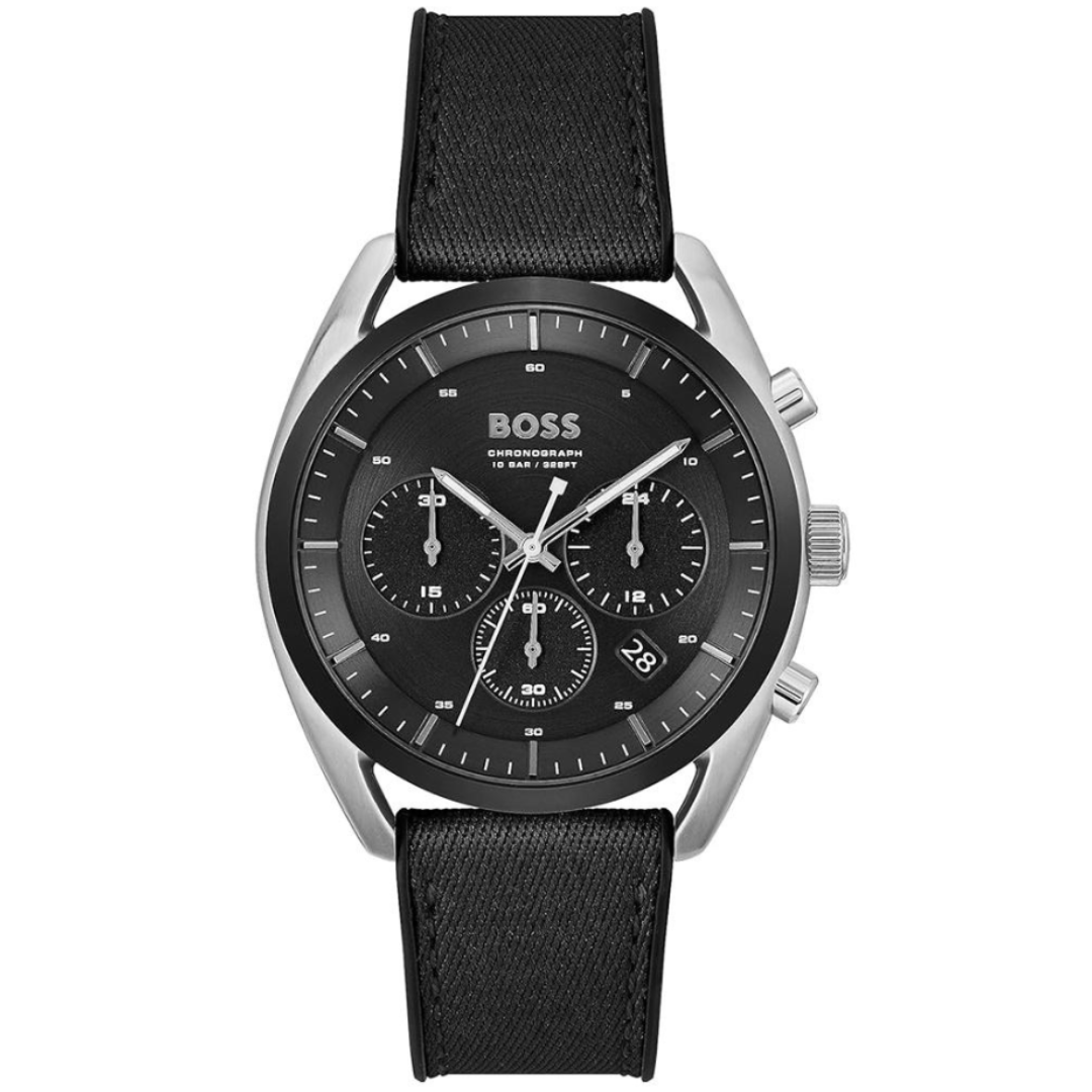 Boss 1514091 | Top Men Quartz Black Dial Chronograph Silicone Watch.