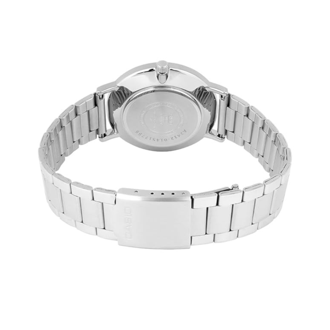 Casio MTP-VT04D-7EDF A2412 | Enticer Men Quartz White Dial Analog Stainless Steel Watch