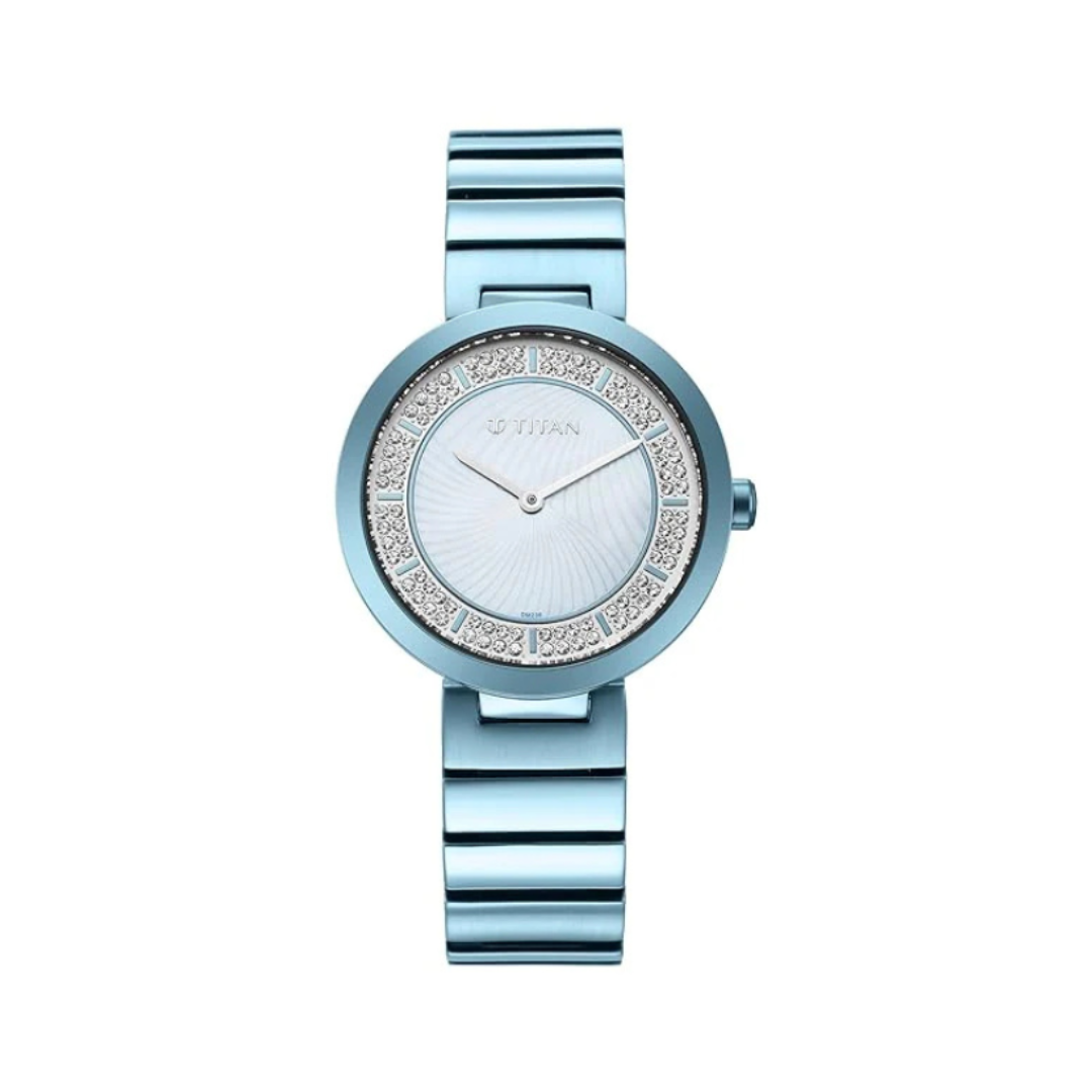 Titan 95162QM02 | Titan Quartz Analog Blue Dial Stainless Steel Strap Watch for Women