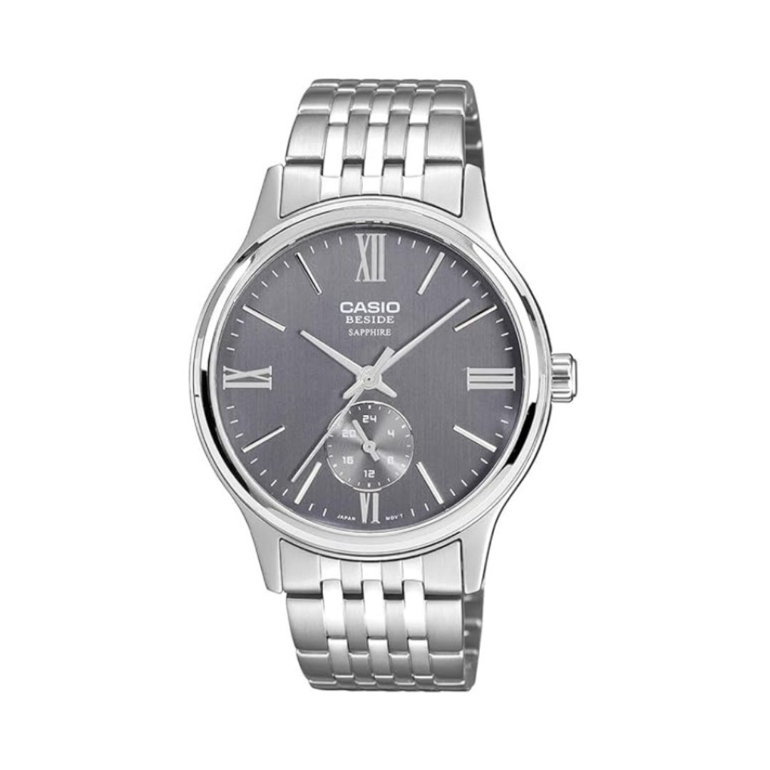 Casio BMS-100D-8AVDF A2537 | Enticer Men Quartz Grey Dial Analog Stainless Steel Watch