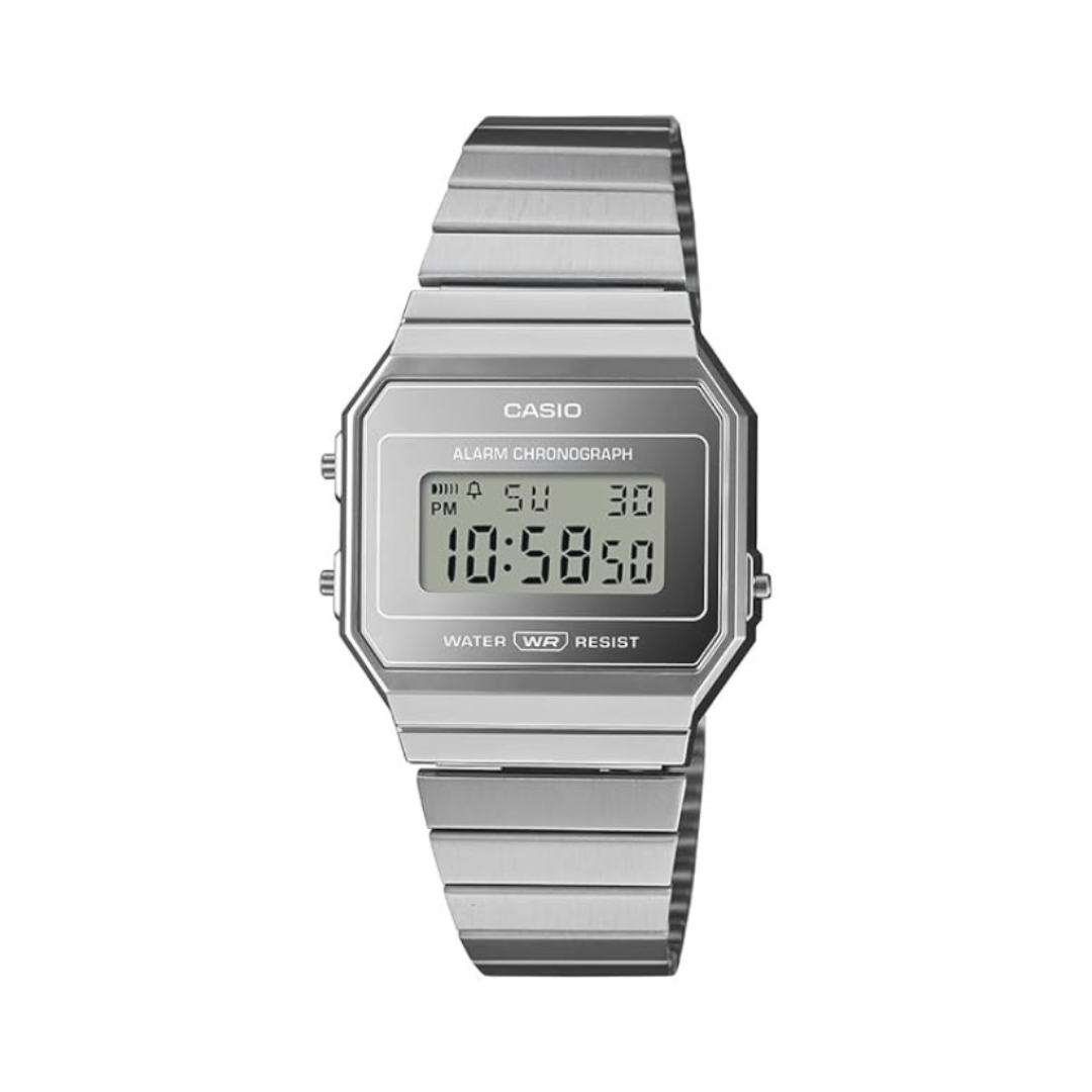 Casio A700WEV-7ADF D346 | Vintage Unisex Quartz Silver Dial Digital Stainless Steel Watch