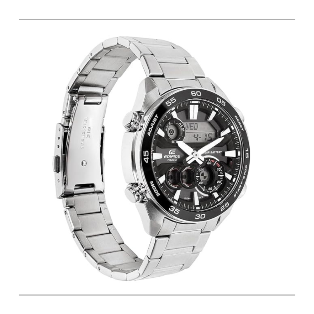 Casio ERA-130D-1ADF ED712 | Edifice Men Quartz Black Dial Analog-digital Stainless Steel Watch