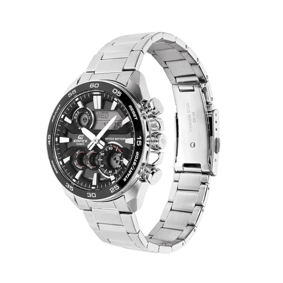 Casio ERA-130D-1ADF ED712 | Edifice Men Quartz Black Dial Analog-digital Stainless Steel Watch