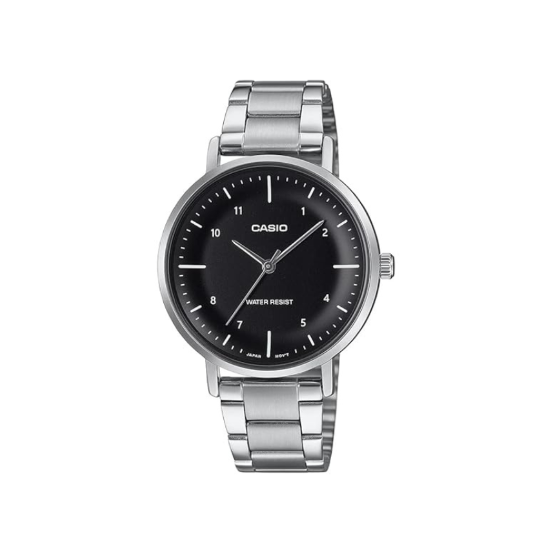 Casio LTP-VT03D-1BDF A2421 | Enticer Women Quartz Black Dial Analog Stainless Steel Watch