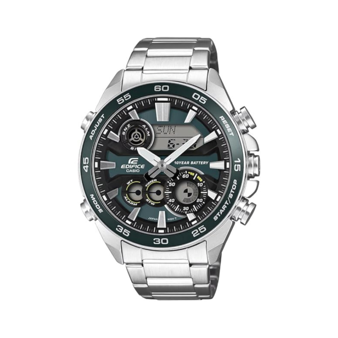 Casio ERA-130D-3ADF ED714 | Edifice Men Quartz Green Dial Analog-digital Stainless Steel Watch