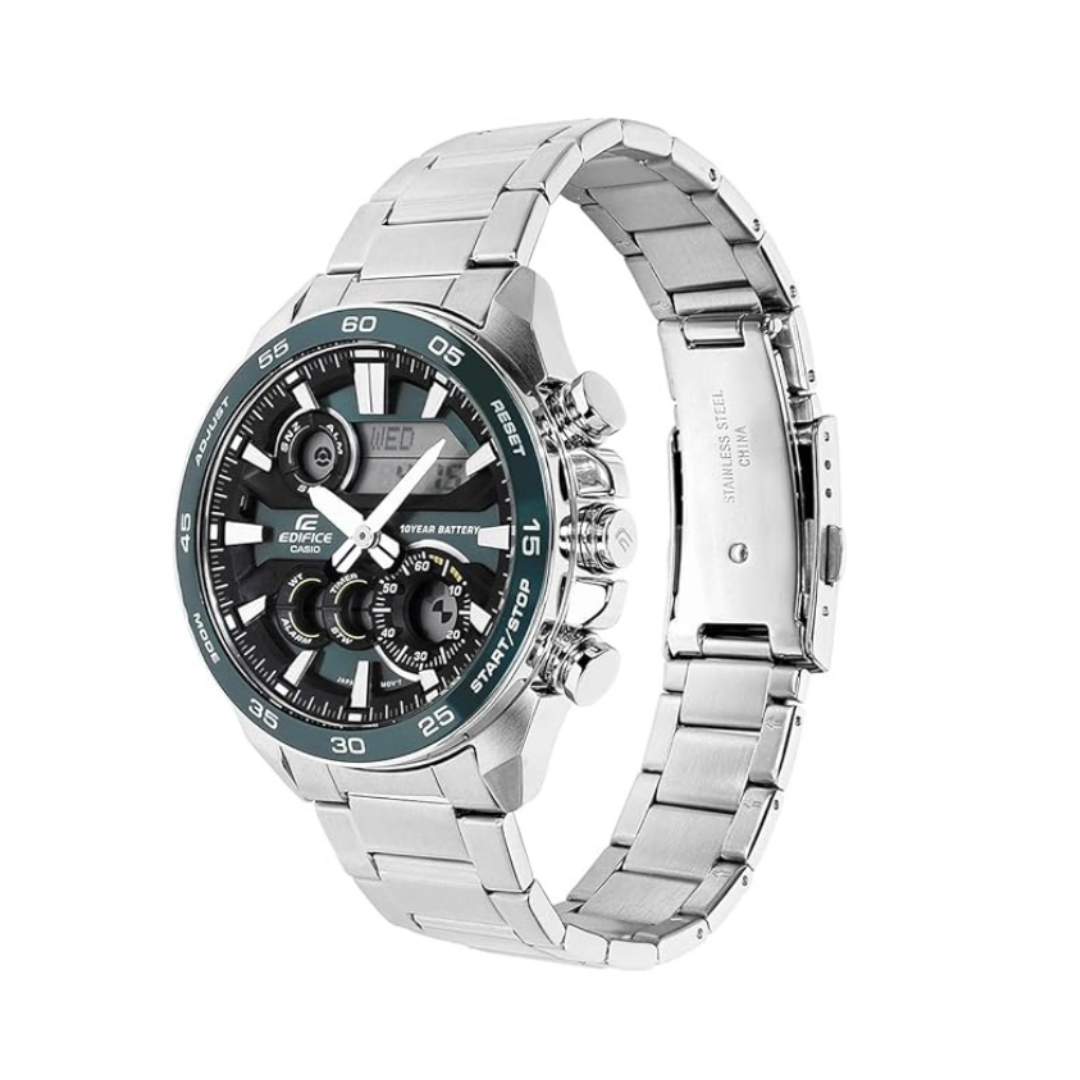 Casio ERA-130D-3ADF ED714 | Edifice Men Quartz Green Dial Analog-digital Stainless Steel Watch