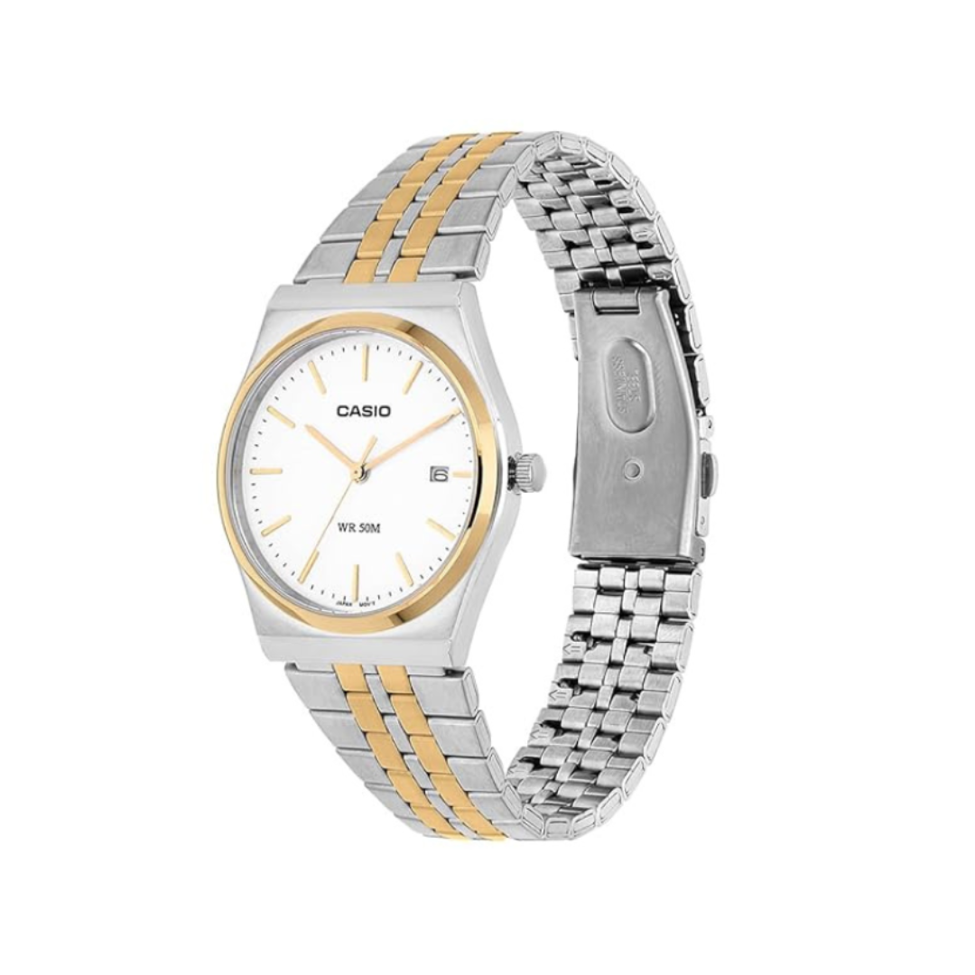 Casio MTP-B145SG-7AVDF A2522 | Enticer Men Quartz White Dial Analog Stainless Steel Watch