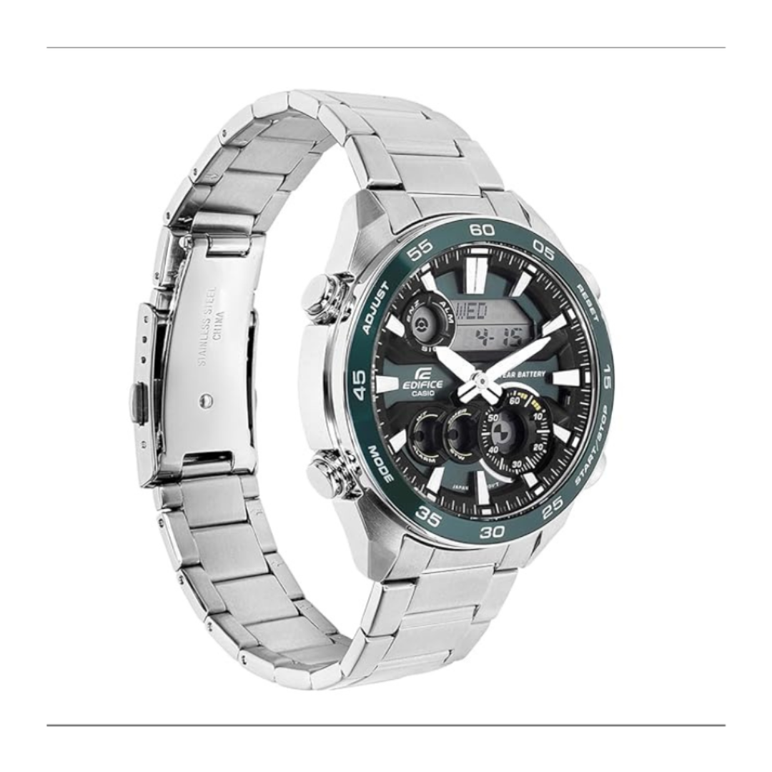 Casio ERA-130D-3ADF ED714 | Edifice Men Quartz Green Dial Analog-digital Stainless Steel Watch