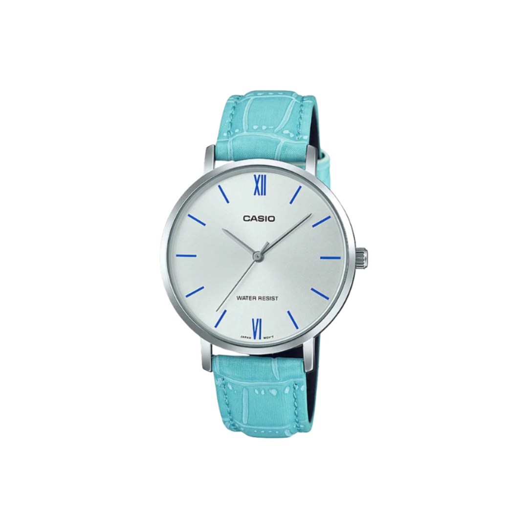 Casio LTP-VT01L-7B3 A1631 | Enticer Women Quartz Silver Dial Analog Leather Watch