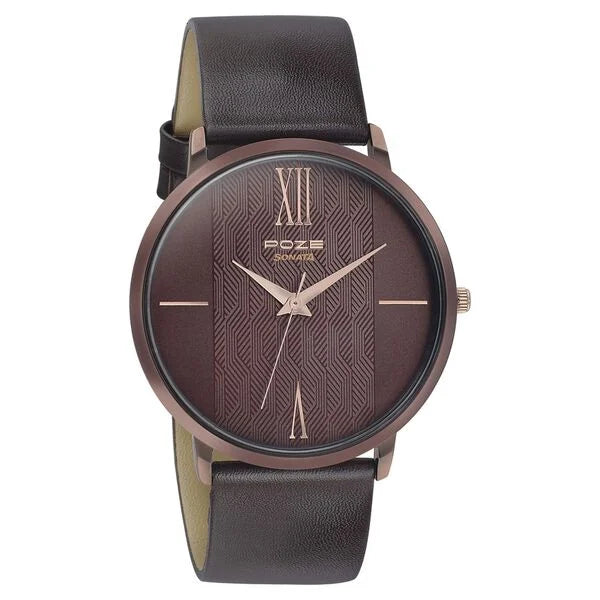 Sonata SP70004KL03 | Poze by Sonata Quartz Analog Brown Dial Leather Strap Watch for Men