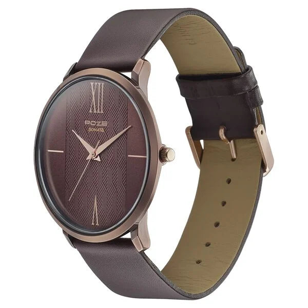 Sonata SP70004KL03 | Poze by Sonata Quartz Analog Brown Dial Leather Strap Watch for Men