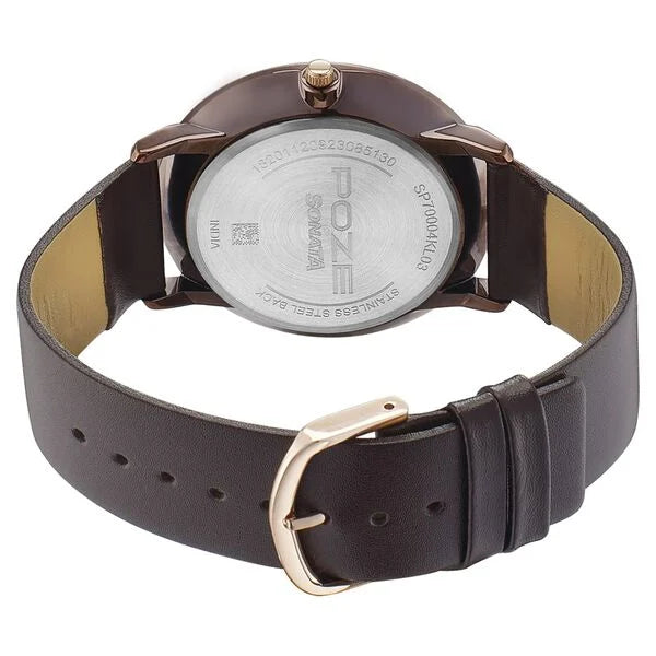 Sonata SP70004KL03 | Poze by Sonata Quartz Analog Brown Dial Leather Strap Watch for Men