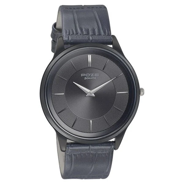 Sonata SP70005KL02 | Poze by Sonata Quartz Analog Black Dial Leather Strap Watch for Men