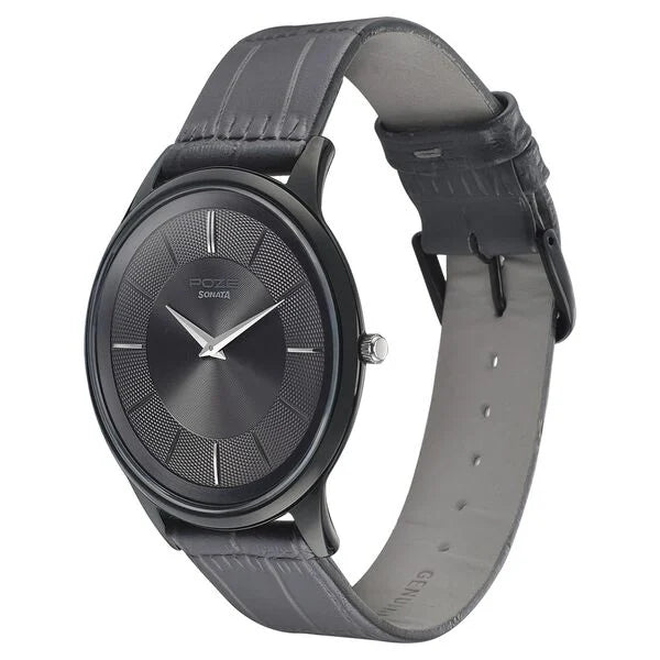 Sonata SP70005KL02 | Poze by Sonata Quartz Analog Black Dial Leather Strap Watch for Men