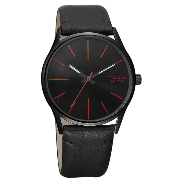 Sonata SP70013NL01W | Poze by Sonata Quartz Analog Black Dial PU Leather Strap Watch for Men