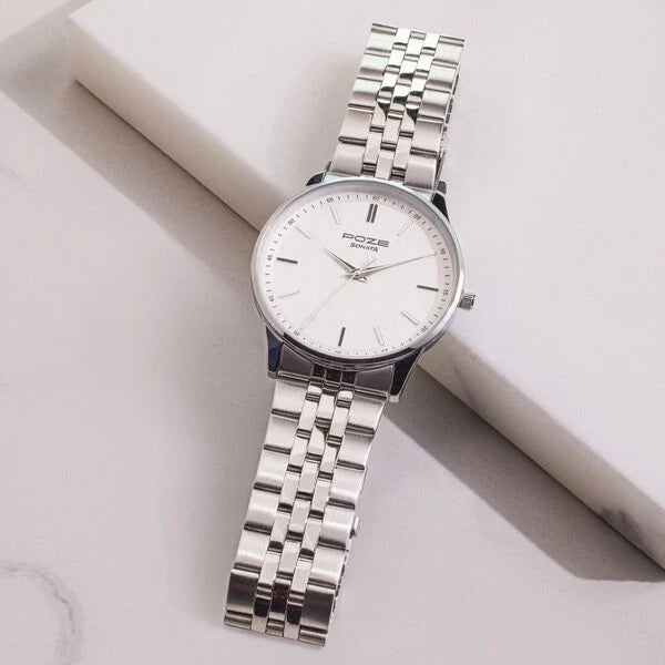 Sonata Poze SP70048SM01 | Sonata Poze Quartz Analog Silver Dial Silver Color Stainless Steel Strap Watch For Men