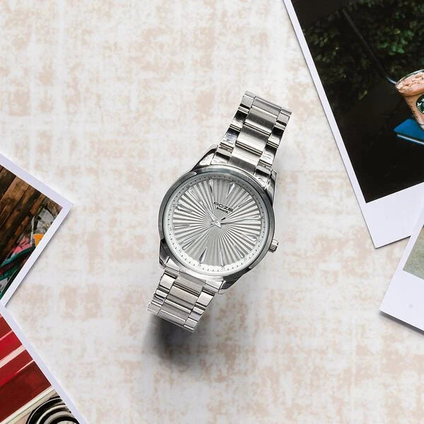 Sonata SP70055SM01 | Sonata Poze Quartz Analog White Dial Metal Strap Watch For Men
