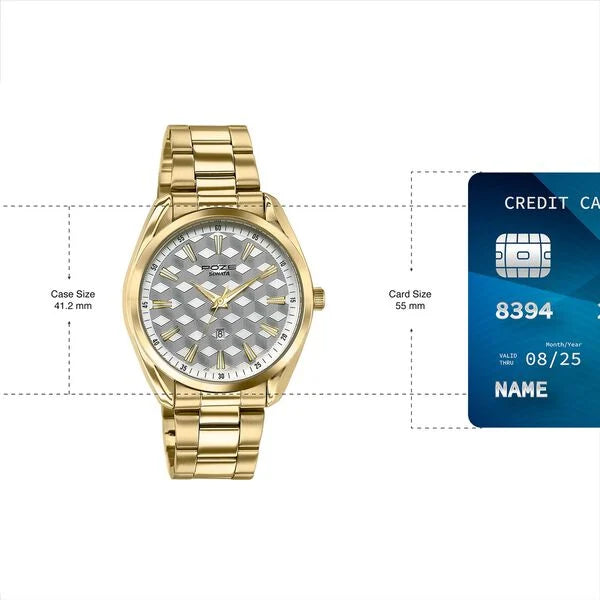 Sonata SP70066YM03 | Sonata Poze Quartz Analog Two Toned Dial Golden Colour Stainless Steel Strap Watch For Men