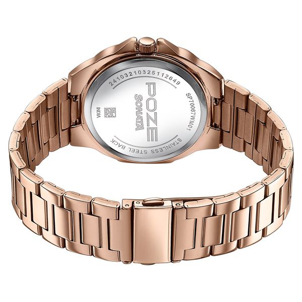 Sonata SP70067WM01 | Sonata Poze Quartz Analog Brown Dial Rose Gold Colour Stainless Steel Strap Watch For Men