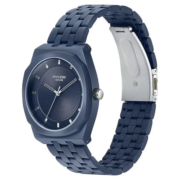 Sonata SP70073KM01 | Sonata Poze Quartz Analog Blue Dial Blue Metal Strap Watch For Men