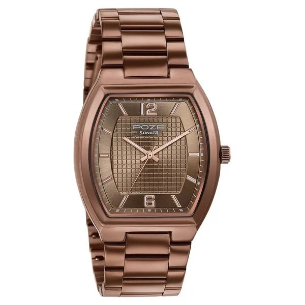 Sonata SP70106QM01 | Poze By Sonata Quartz Analog Brown Dial Brown Metal Strap Watch For Men