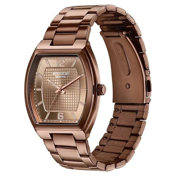 Sonata SP70106QM01 | Poze By Sonata Quartz Analog Brown Dial Brown Metal Strap Watch For Men