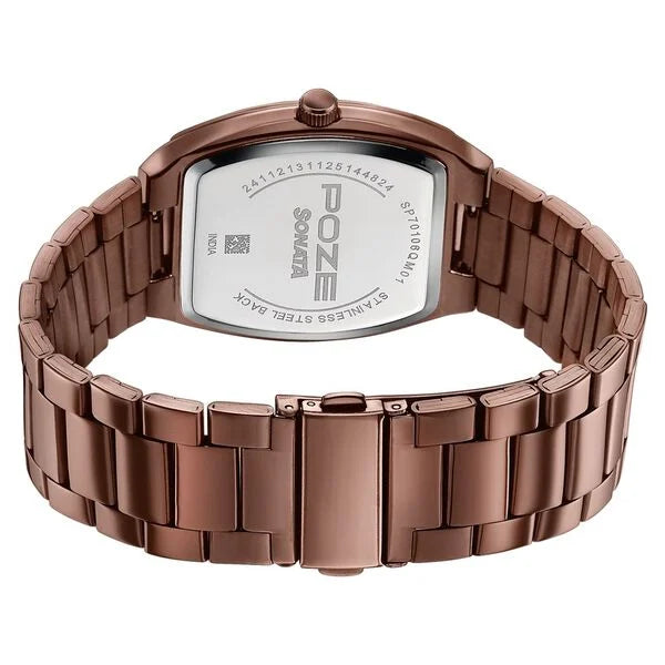 Sonata SP70106QM01 | Poze By Sonata Quartz Analog Brown Dial Brown Metal Strap Watch For Men