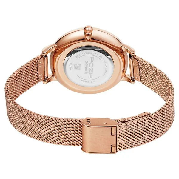 Sonata SP80023WM01 | Poze by Sonata Quartz Analog Pink Dial Stainless Steel Strap Watch for Women