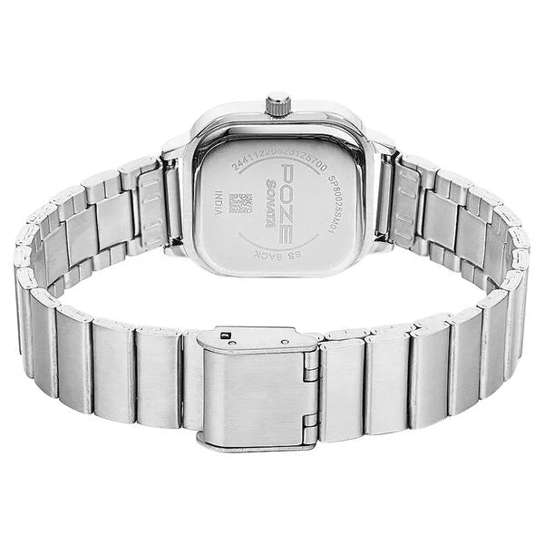 Sonata SP80025SM01 | Poze by Sonata Quartz Analog Blue Dial Stainless Steel Strap Watch for Women