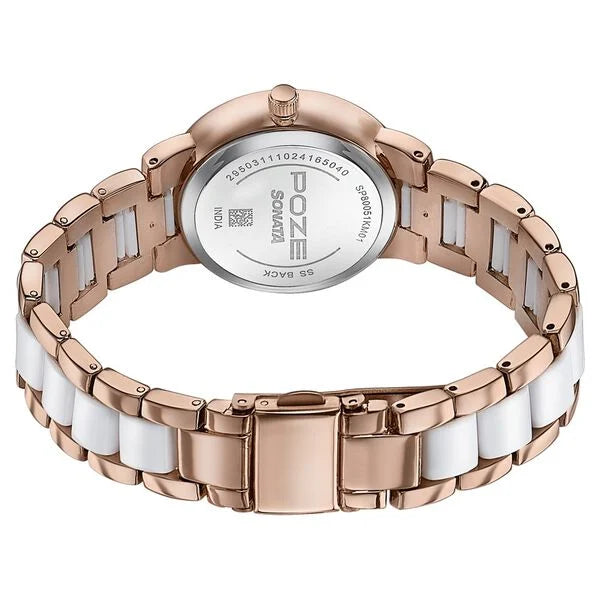 Sonata SP80051KM01W | Sonata Poze Quartz Analog White Dial Metal Strap Watch For Women