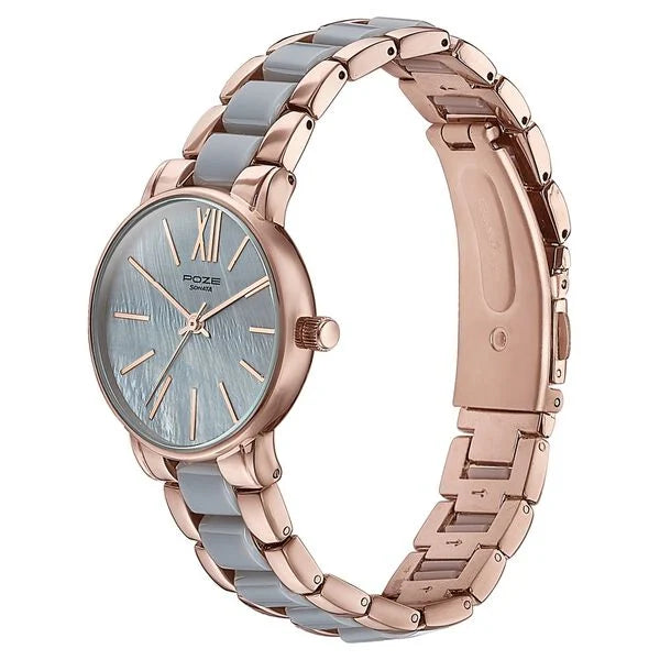 Sonata SP80051KM03W | Sonata Poze Quartz Analog Grey Dial Metal Strap Watch For Women