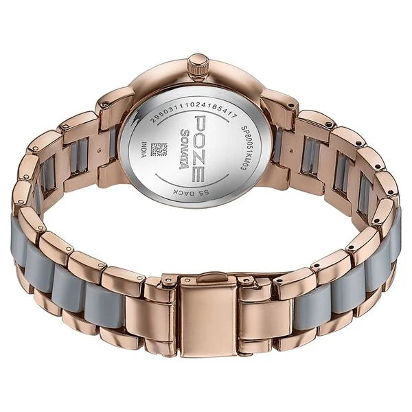 Sonata SP80051KM03W | Sonata Poze Quartz Analog Grey Dial Metal Strap Watch For Women