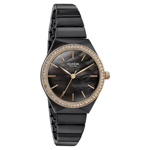 Sonata SP80053KM01W | Sonata Poze Quartz Analog Brown Dial Metal Strap Watch for Women