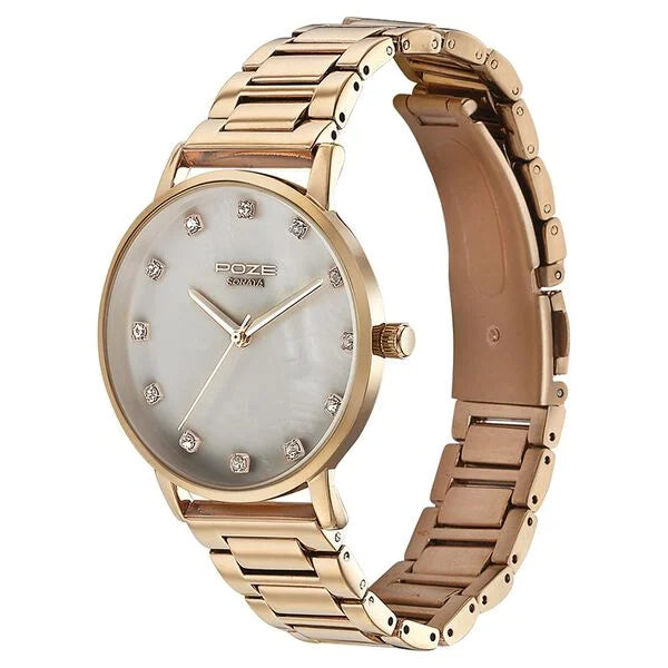 Sonata SP80055WM01 | Sonata Poze Quartz Analog White Dial Metal Strap Watch for Women
