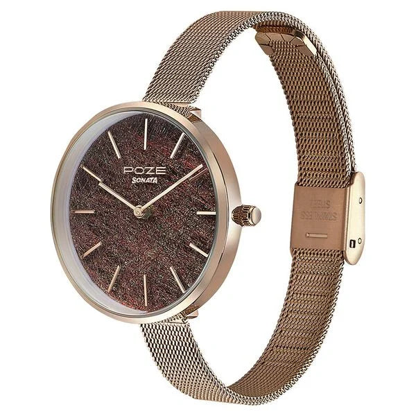 Sonata SP80069WM01W | Sonata Poze Quartz Analog Multicoloured Dial Mesh Strap Watch for Women