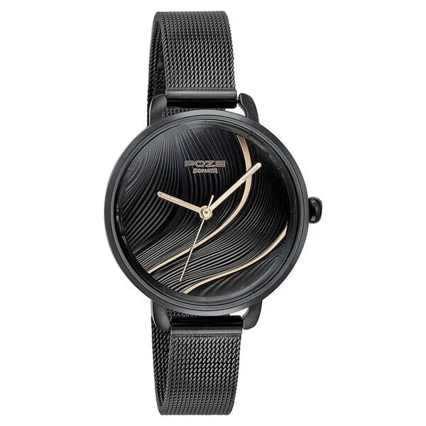Sonata SP80071NM01W | Sonata Poze Quartz Analog Black Dial Mesh Strap Watch for Women