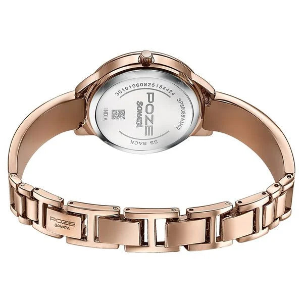 Sonata SP80085WM02 | Poze By Sonata Quartz Analog Brown Dial Two Toned Metal Strap Watch For Women