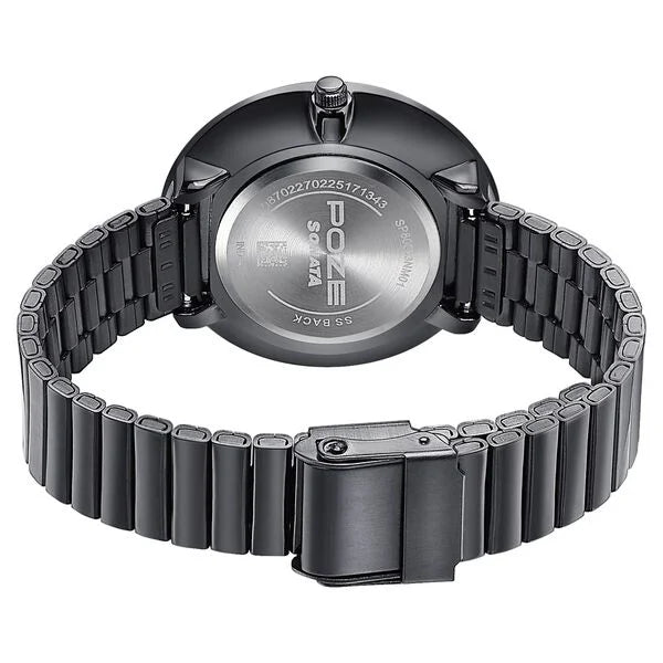 Sonata SP80093NM01 | Sonata Poze Quartz Analog Black Dial Stainless Steel Strap Watch For Women