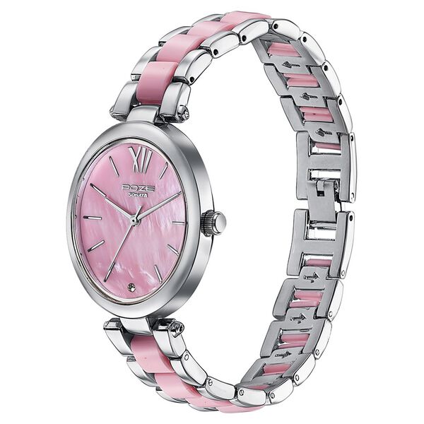Sonata SP80095SM01 | Sonata Poze Quartz Analog Pink Mother Of Pearl Dial Bimetal Strap Watch For Women