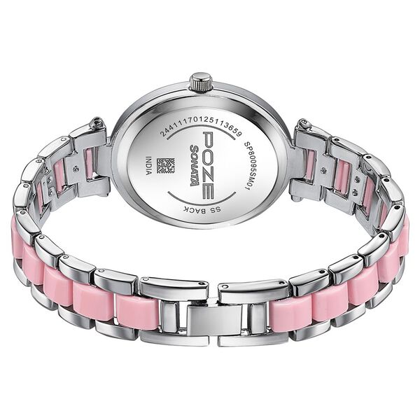 Sonata SP80095SM01 | Sonata Poze Quartz Analog Pink Mother Of Pearl Dial Bimetal Strap Watch For Women