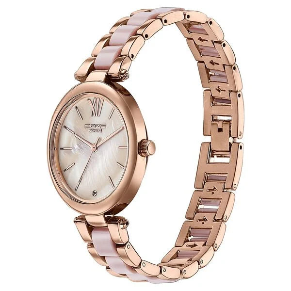Sonata SP80095WM01 | Sonata Poze Quartz Analog Brown Mother Of Pearl Dial Bimetal Strap Watch For Women