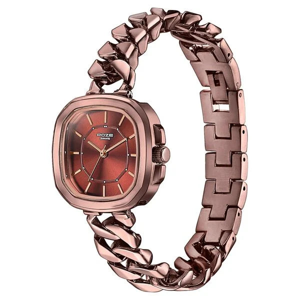 Sonata SP80096KM01W | Sonata Poze Quartz Analog Brown Dial Metal Strap Watch For Women