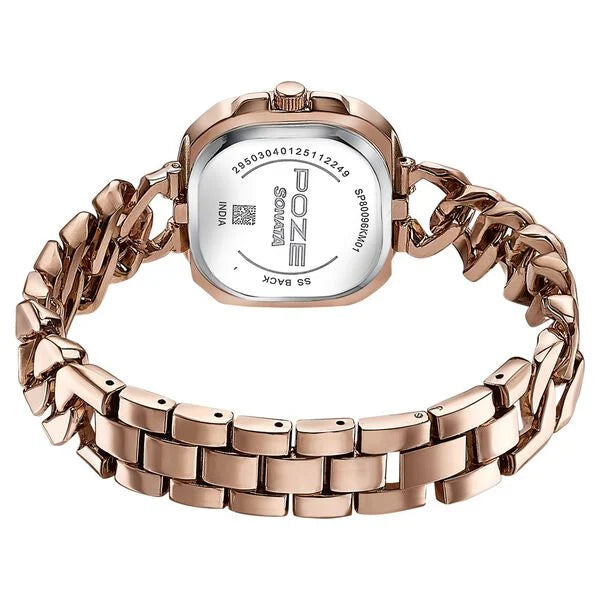 Sonata SP80096KM01W | Sonata Poze Quartz Analog Brown Dial Metal Strap Watch For Women