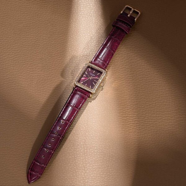 Sonata SP80098WL02 | Sonata Poze Quartz Analog Purple Dial Leather Strap Watch For Women